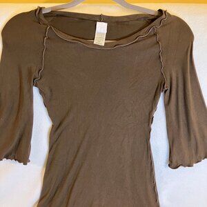 Angelrox Wide Neck 3/4 Sleeve Stretchy Bamboo Long Shirt